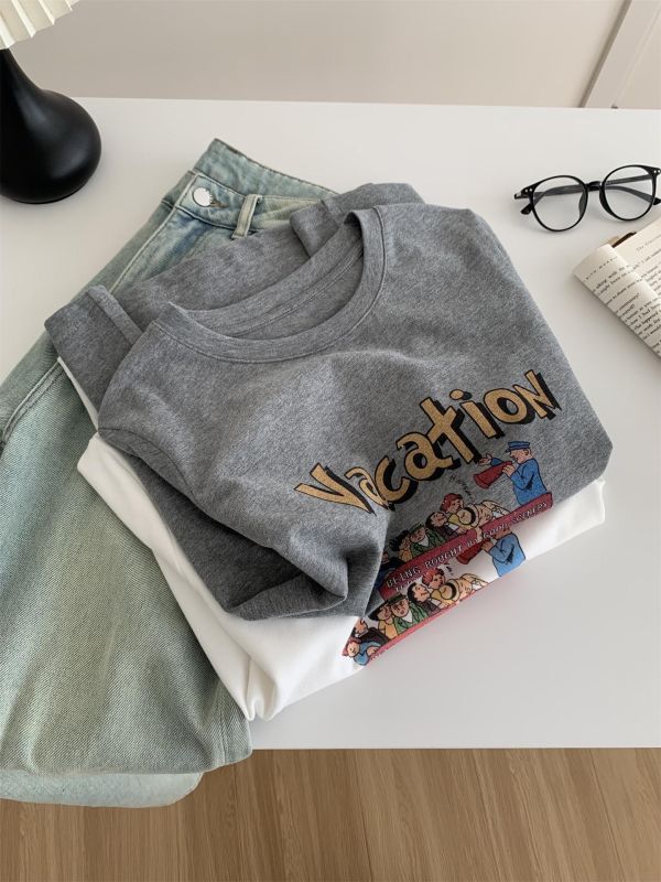 柔軟雲朵棉卡通大巴印花T恤-2色 柔軟雲朵棉卡通大巴印花T恤-2色