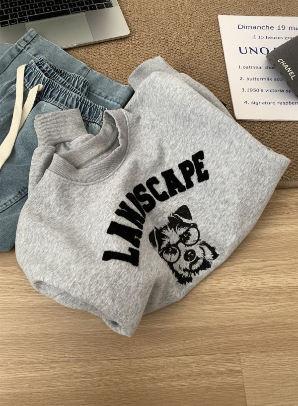 重工立體刺繡小狗韓系休閒T 重工立體刺繡小狗韓系休閒T