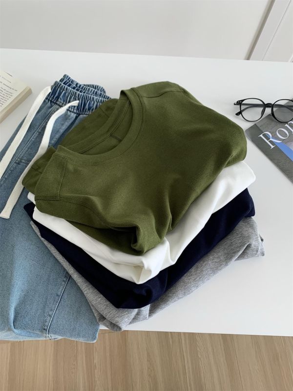 涼感雙縫線直角肩天絲圓領上衣-4色 涼感雙縫線直角肩天絲圓領上衣-4色