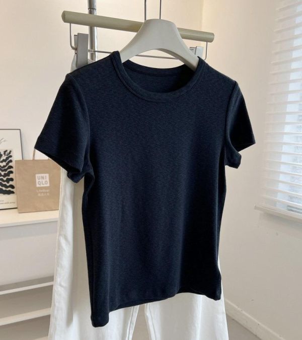舒適紋理正肩彈力百搭T恤-4色 舒適紋理正肩彈力百搭T恤-4色
