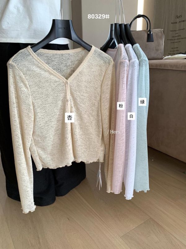 法式溫柔風微透減齡氣質V領開衫-4色 法式溫柔風微透減齡氣質V領開衫-4色