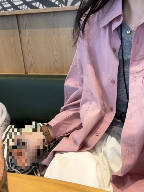 減齡薄款純色氣質通勤百搭polo領襯衫開衫-2色 減齡薄款純色氣質通勤百搭polo領襯衫開衫-2色