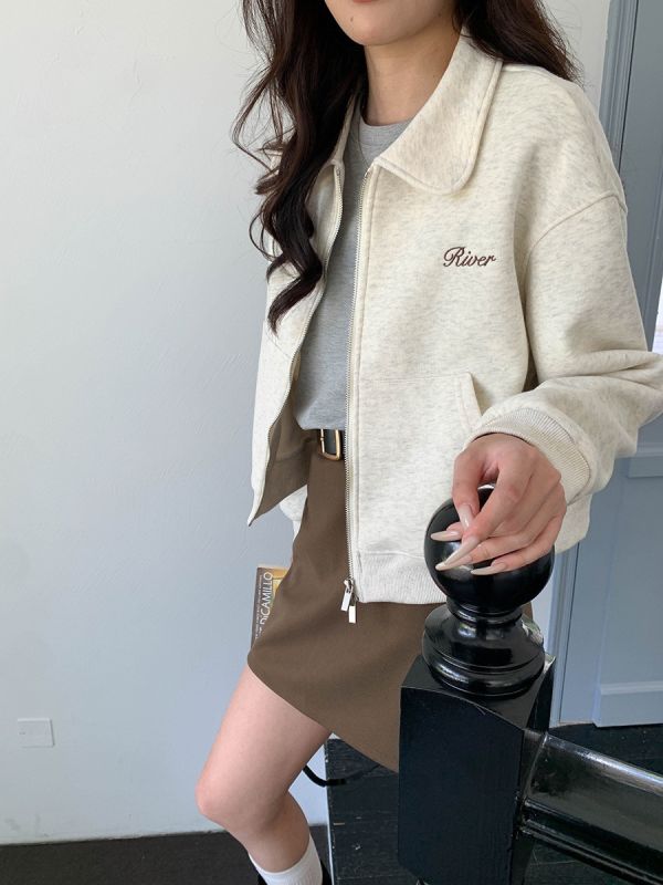 美式復古學院風 簡約休閒棉拉鍊外套-3色 美式復古學院風 簡約休閒棉拉鍊外套-3色