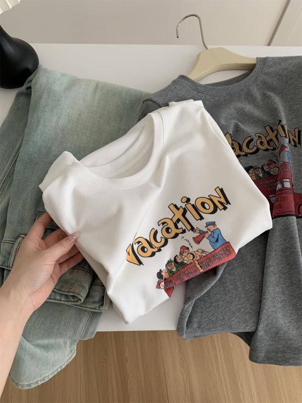 柔軟雲朵棉卡通大巴印花T恤-2色 柔軟雲朵棉卡通大巴印花T恤-2色