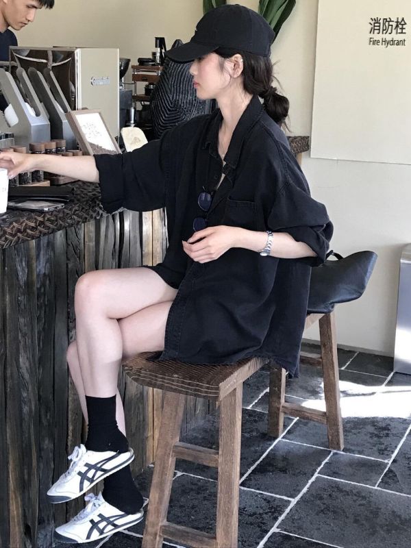 男友風復古天絲寬鬆防曬襯衫上衣 男友風復古天絲寬鬆防曬襯衫上衣