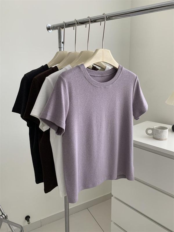 顯白香芋紫～垂感竹節棉純色T-5色 顯白香芋紫～垂感竹節棉純色T-5色