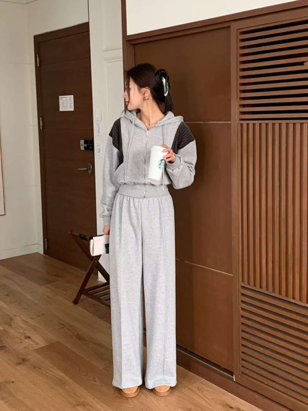 Korea 燈芯絨拼接外套+棉褲eet-2色 Korea 燈芯絨拼接外套+棉褲eet-2色