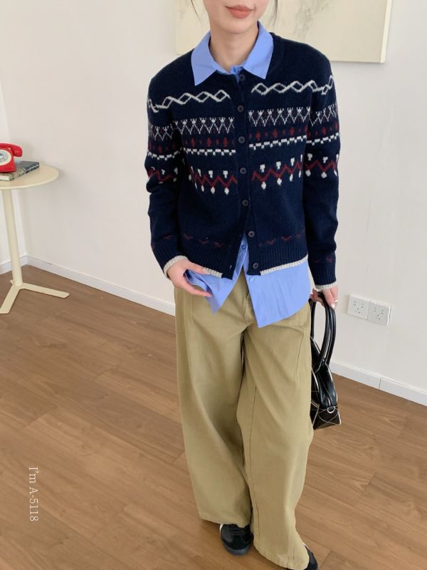 氣質文藝費爾島針織開衫-3色 氣質文藝費爾島針織開衫-3色