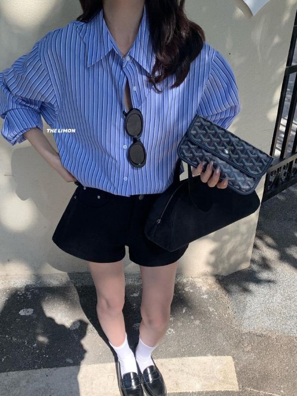 隨性氣質顯白條紋襯衫上衣-2色 隨性氣質顯白條紋襯衫上衣-2色