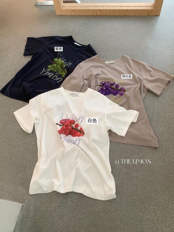 可愛水果印花休閒圓領T-3色 可愛水果印花休閒圓領T-3色