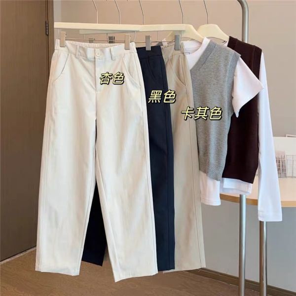 好版型 百搭鬆緊腰立體剪裁休閒九分褲-3色 好版型 百搭鬆緊腰立體剪裁休閒九分褲-3色