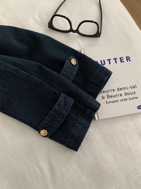 洋氣復古小香風牛仔金扣立領開衫 洋氣復古小香風牛仔金扣立領開衫