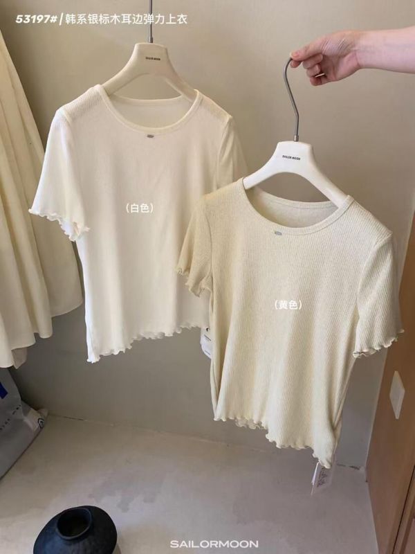 簡約百搭木耳邊針織薄款上衣-3色 簡約百搭木耳邊針織上衣-3色