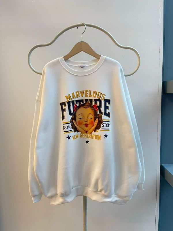 Korea 復古女孩印花休閒T恤-3色 Korea 復古女孩印花休閒T恤-3色