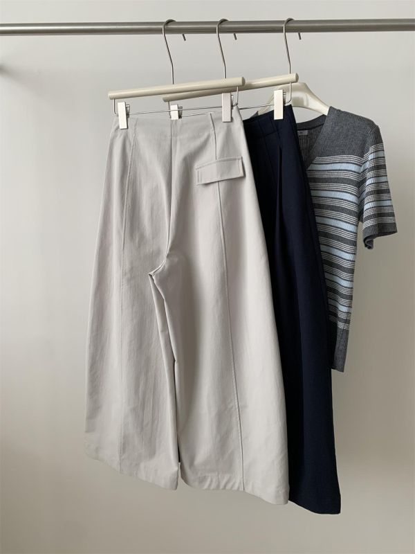 韓系高腰氣質闊腿褲遮肉九分彎刀褲奶奶褲-3色 韓系高腰氣質闊腿褲遮肉九分彎刀褲奶奶褲-3色