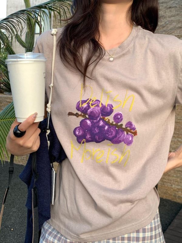 可愛水果印花休閒圓領T-3色 可愛水果印花休閒圓領T-3色