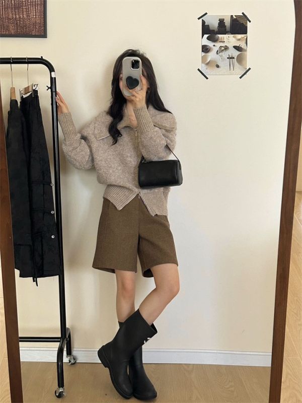 翻領雙拉鏈寬鬆顯瘦好比例上衣外套-3色 翻領雙拉鏈寬鬆顯瘦好比例上衣外套-3色