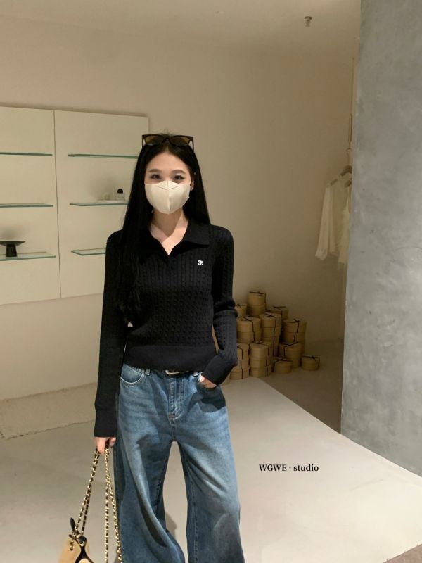 韓系簡約刺繡麻花百搭短款氣質上衣-4色 韓系簡約刺繡麻花百搭短款氣質上衣-4色