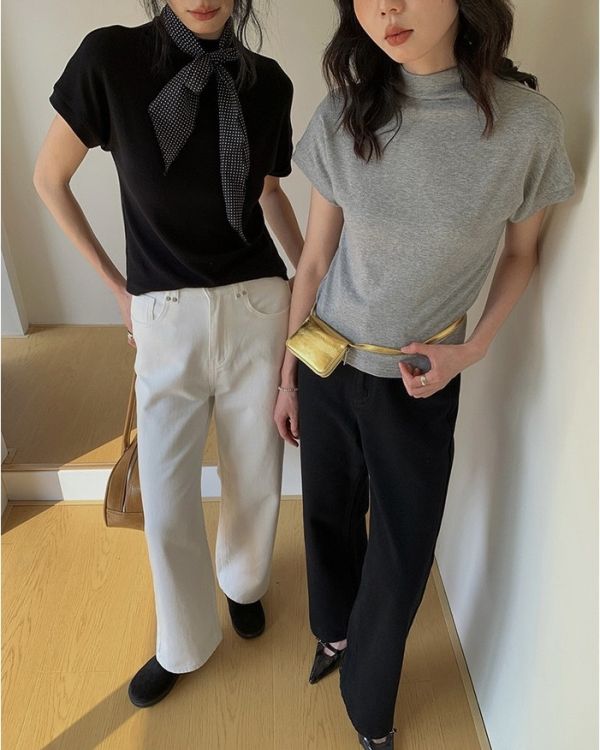 雙耳扣牛仔女高腰休閒直筒牛仔褲-2色 雙耳扣牛仔女高腰休閒直筒牛仔褲-2色