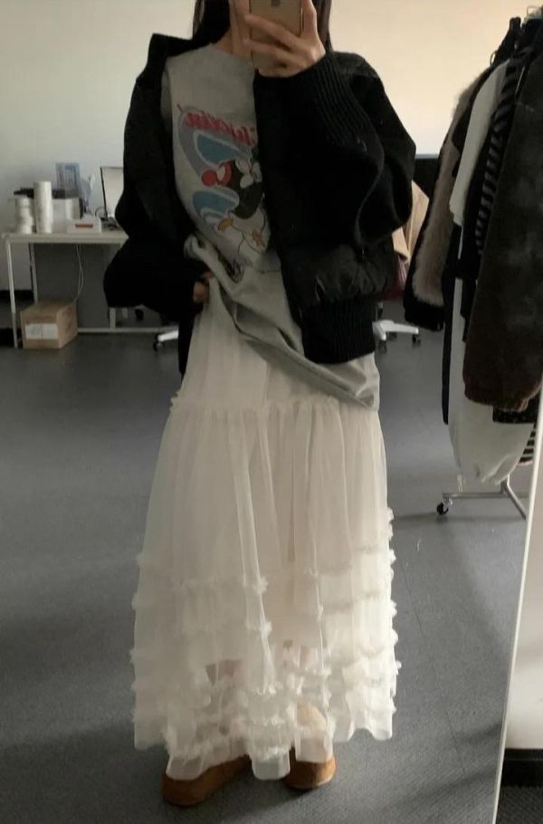 Korea 仙氣荷葉邊層次感紗裙-2色 Korea 仙氣荷葉邊層次感紗裙-2色