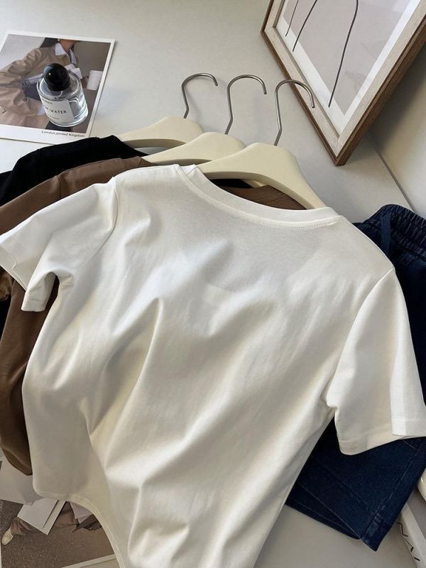 露鎖骨正肩大U寬鬆低領tee-3色 露鎖骨正肩大U寬鬆低領tee-3色