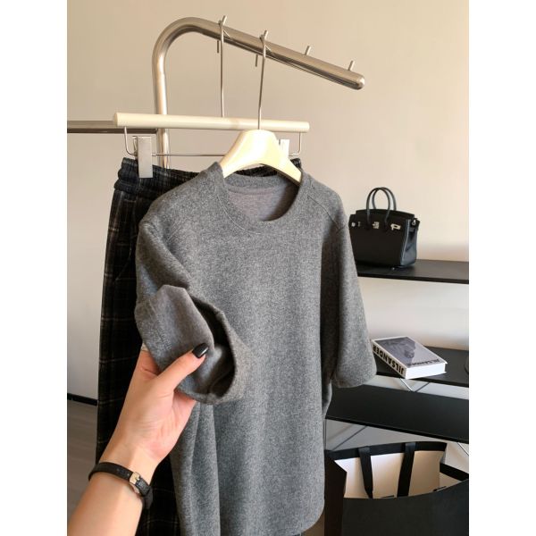 鬆弛慵懶感寬鬆五分袖顯瘦大版T 鬆弛慵懶感寬鬆五分袖顯瘦大版T