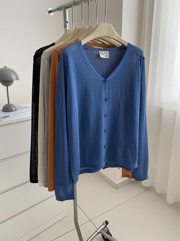 薄款冰絲V領針織開衫防曬空調衫-5色 薄款冰絲V領針織開衫防曬空調衫-5色