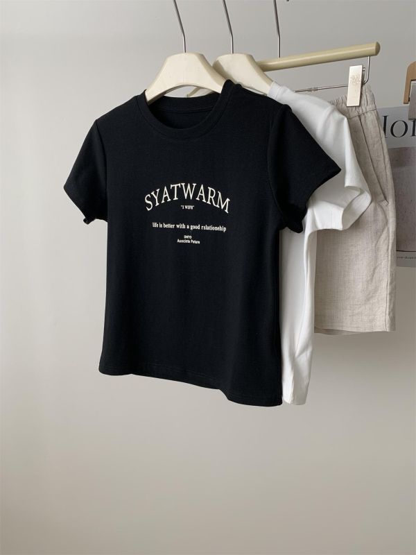 簡約字母印花棉百搭款上衣-2色 簡約字母印花棉百搭款上衣-2色