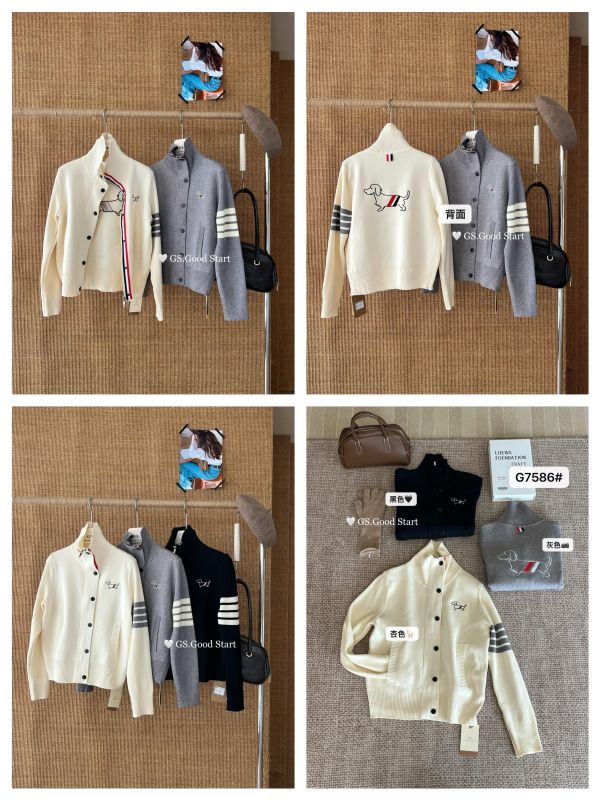 減量刺繡小狗百搭高領針織開衫-3色 減量刺繡小狗百搭高領針織開衫-3色