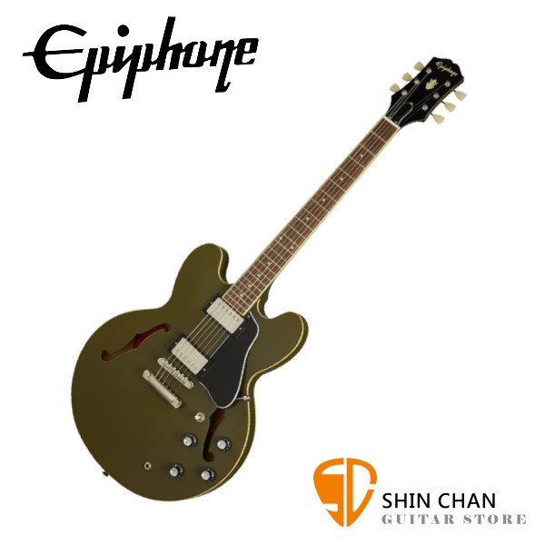 Epiphone ES-335 olive drab green 半空心爵士電吉他 橄欖綠 Epiphone 對歷史經典 Gibson™ ES-335 的親民詮釋,採用多層楓木琴頂、琴背與琴側,搭配實心楓木音梁,提供溫暖音色、良好延音與豐富音質。
【獨家另贈吉他琴袋、背帶、Pick】