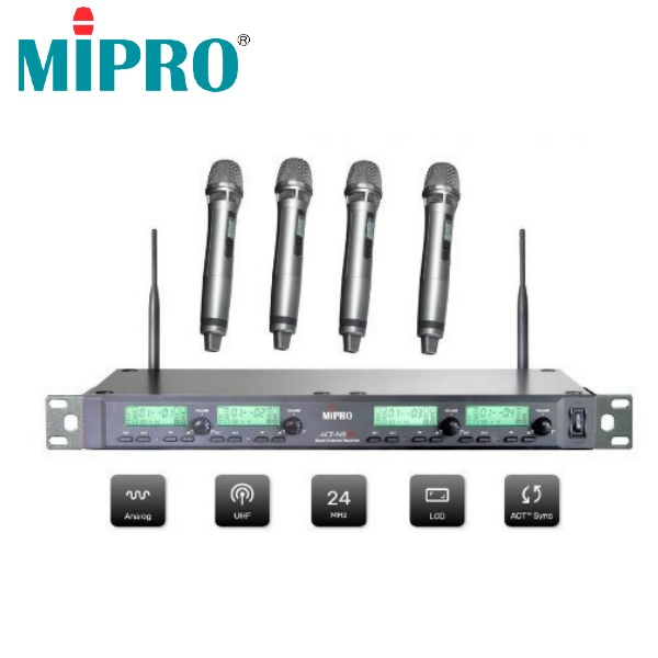 MIPRO ACT-949 MAX 附四支無線麥克風 / ACT-999H UHF 類比四頻道無線麥克風系統 台灣公司貨 MIPRO ACT-949 MAX 附四支無線麥克風 / ACT-999H UHF 類比四頻道無線麥克風系統 台灣公司貨