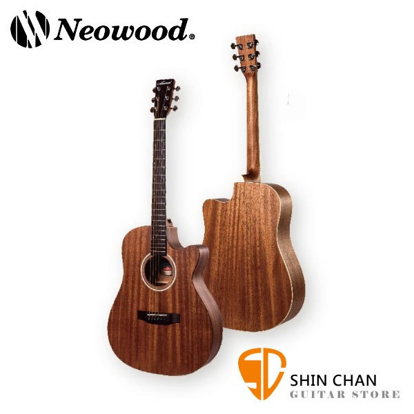 Neowood DN-2C 桃花心木 切角民謠吉他 D桶身 41吋 DN2C DN-2C為常見的Dreadnought桶身缺角款,桃花心木面板+側背板,音色暖到心底去！有著極佳的共鳴與低頻,彈唱、刷扣,手感都有著突出的表現。