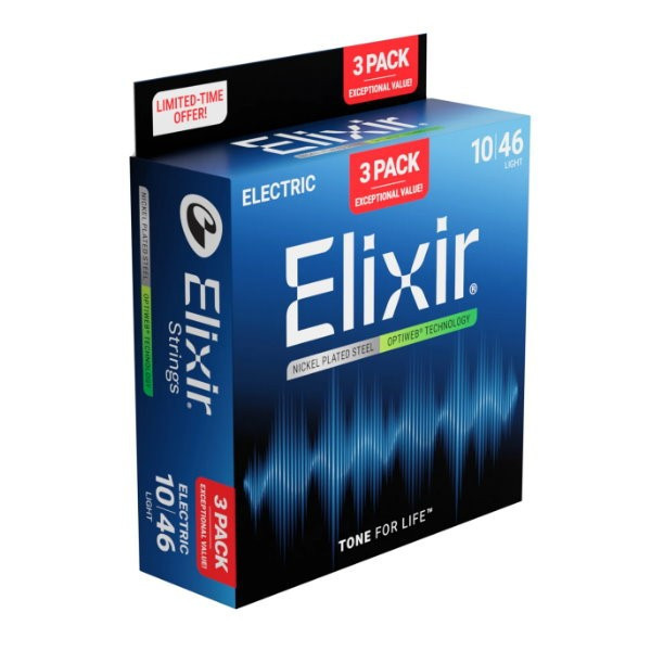 Elixir 16572 Optiweb 電吉他弦 Light 10–46 3包入 Light 10–46 3包入