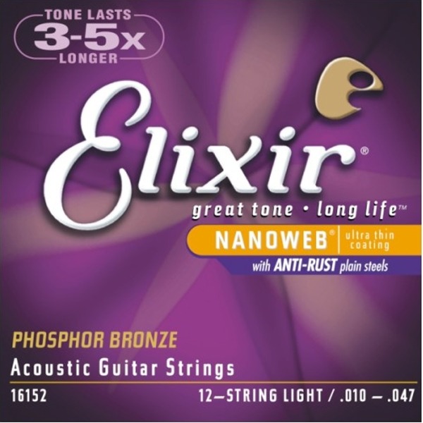 Elixir 頂級磷青銅12弦民謠吉他弦- Nanoweb（16152）（10-47）【Elixir進口弦專賣店/木吉他弦】 