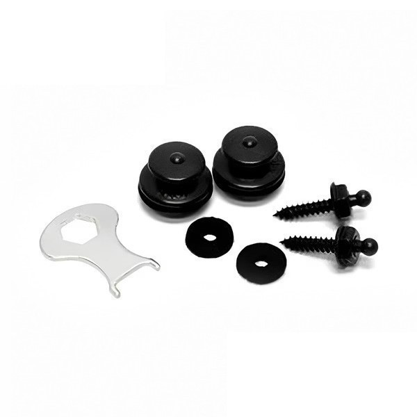 Loxx 電吉他/電貝斯 安全背帶扣 鍍鉻消光黑 LOXX-E-CHROME-BK 德國製 配件：
．釘釦 *2
．不銹鋼專用螺絲（16mm）*2
．纖絨毛氈 *2
．專用安裝工具 *1