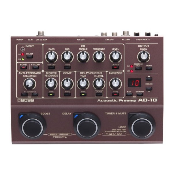 BOSS效果器 Boss AD-10 木吉他 前級擴大 效果器 內建 ambience, chorus, delay 效果器 AD10/兩年保固 ad10,ad-10,boss