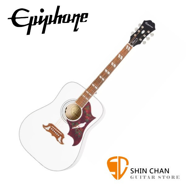 Epiphone LTD Dove Studio 限量版 鴿子白色 41吋可插電單板民謠吉他 電木吉他 經典搖滾靈魂,限量版Alpine White登場【獨家另贈吉他琴袋、背帶、Pick】