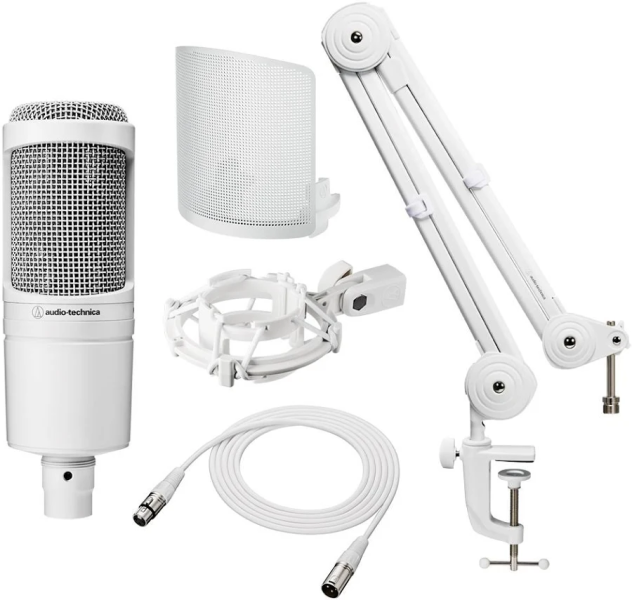 audio-technica 鐵三角 AT2020 限量白色 心形指向性 電容式 麥克風 套裝組 / White Party 直播套組 台灣公司貨 audio-technica 鐵三角 AT2020 限量白色 心形指向性 電容式 麥克風 套裝組 / White Party 直播套組 台灣公司貨