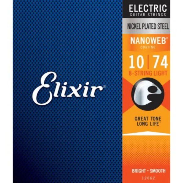 Elixir Nanoweb 八弦電吉他弦 弦徑10-74 型號12062 8弦電吉他弦 Elixir Nanoweb,弦徑10-74,型號12062,8弦電吉他弦