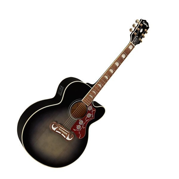 Epiphone J-200 EC Studio 單板可插電民謠吉他 電木吉他 黑灰漸層 J200EC 內建 Fishman® Sonicore 拾音器與 Presys™/Sonitone 前級系統,無論舞台或錄音室均能展現清晰自然音色。【獨家另贈吉他琴袋、背帶、Pick】