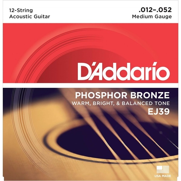 12弦吉他 專用弦 D'Addario Ej39 12弦 磷青銅 民謠吉他弦 / 木吉他 / 鋼弦  12-52 木吉他弦 Ej-39 D'Addario EJ39 12弦 磷青銅 民謠吉他弦 (12-52) EJ-39 DAddario