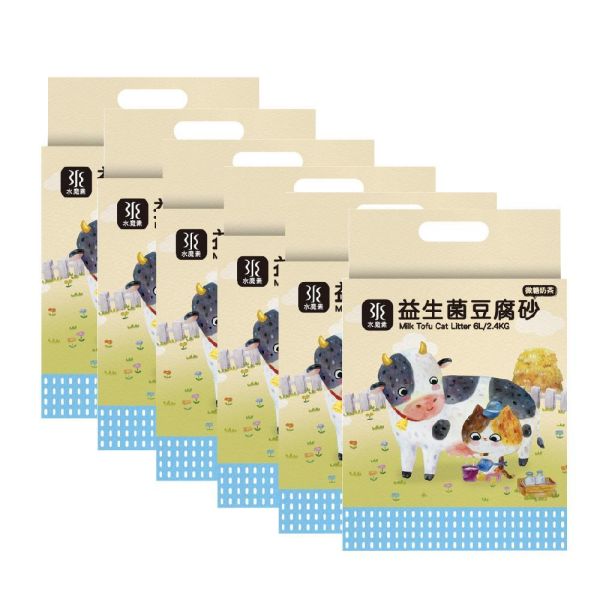 【新品上市】益生菌豆腐砂奶香版 1.5mm 2.4kg【6包/箱】【除臭加強x超強凝結】 