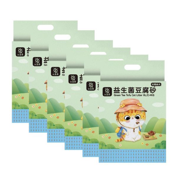 【熱銷補貨】益生菌豆腐砂綠茶版 1.5mm 2.4kg【6包/箱】【除臭加強x超強凝結】 