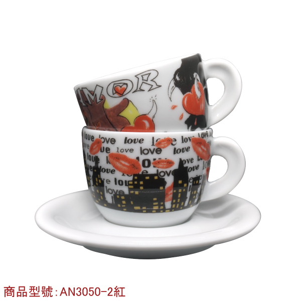 【d'ANCAP】愛情卡布杯組(2個2盤) d’ANCAP,ANCAP,咖啡杯,瓷杯,義大利咖啡杯,濃縮杯,卡布杯,拿鐵杯,咖啡器具,義大利製造,老爸咖啡,咖啡,lebarcoffee,coffee