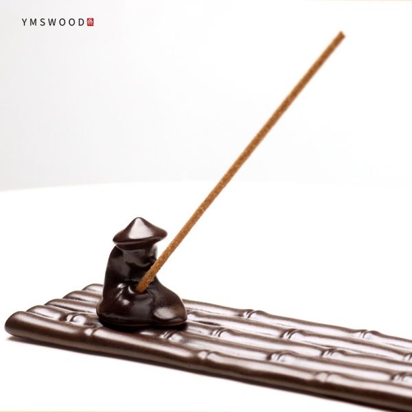 原木香 姜太公釣魚臥香座 精美仿古窯燒 線香座 獨一無二 縣香盒 茶席 擺飾 風水 居家裝飾 線香 臥香 招財 淨化磁場 除穢 保平安 姜太公釣魚臥香座,陶瓷臥香座,仿古香插,線香座,臥香香插,茶席香器,書房香具,東方香道,禪意香器,文人雅器