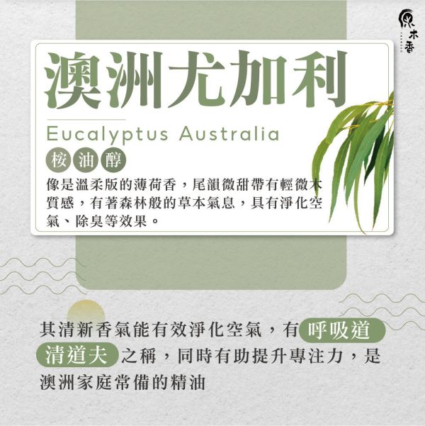 原木香 澳洲尤加利精油 (10ml/瓶/澳洲) 香氣絕佳的尤加利品種 草本香氣 COA認證 單方精油 純精油 純天然 薰香 擴香 泡澡 調和 調香 肌膚保養 淨化空氣 除臭 除異味 居家芳香 舒緩情緒 清新醒腦 提振精神 澳洲尤加利精油 澳洲尤加利 藍膠尤加利 甜橙精油 檸檬精油 香氛精油 精油擴香 天然精油