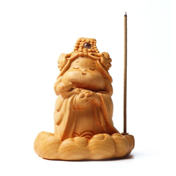 原木香 【媽祖活動】 百年崖柏媽祖香插 海上媽祖 古崖柏 香插 線香座 雕刻藝品 媽祖藝品 Q版造型 避邪 保平安 手把件 原木藝品 桌面小物 擺飾 擺件 繞境 結緣 