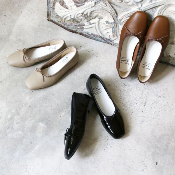 【試穿鞋福利】世界系列_日本製Recipe方頭真皮芭蕾舞鞋 