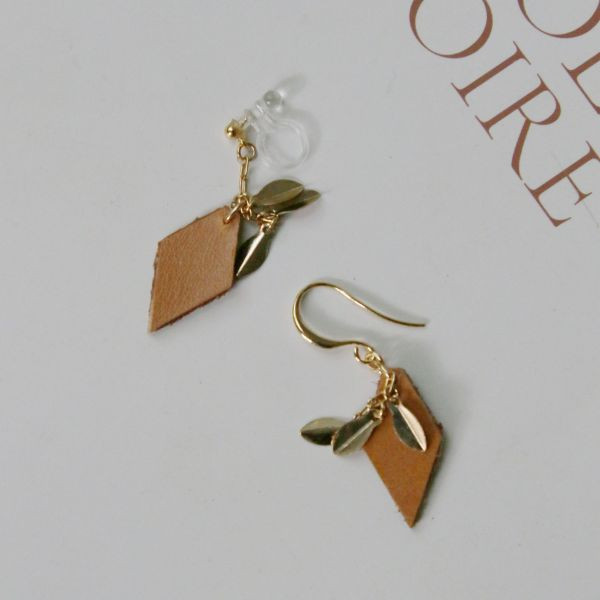 【現貨_日本手做飾品團】限量_無耳洞對應_異素材拼接耳環 