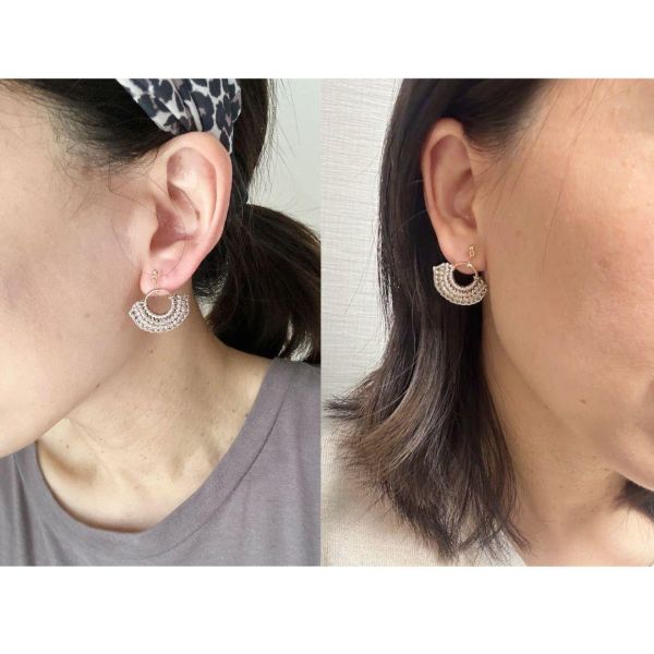 【日本手做飾品團】新品_無耳洞對應_手工編織半月形耳環 